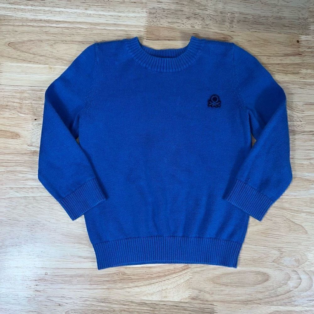 United Colors of Benetton, Blue Knit Crewneck Pullover Sweater, 12M Baby Toddler